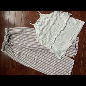 Girls Lace Tank/Linen Pant Set - Size 10